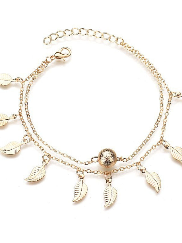 Ankle Bracelet Cute Stylish Women's Body Jewelry For Holiday Beach Classic Alloy Ginkgo Silver Gold 1PC