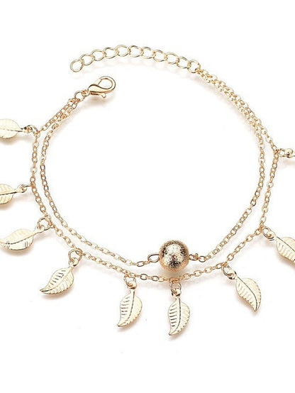 Ankle Bracelet Cute Stylish Women's Body Jewelry For Holiday Beach Classic Alloy Ginkgo Silver Gold 1PC