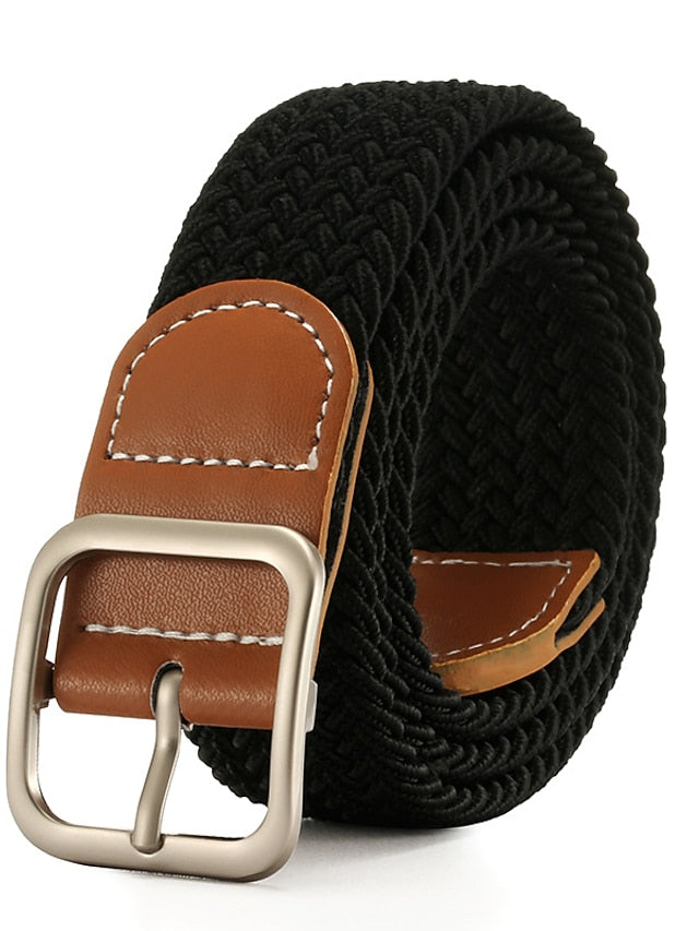 Men's Web Belt Canvas Buckle Free Plain Classic Casual Work Daily Black / White Black Blue Green for Women