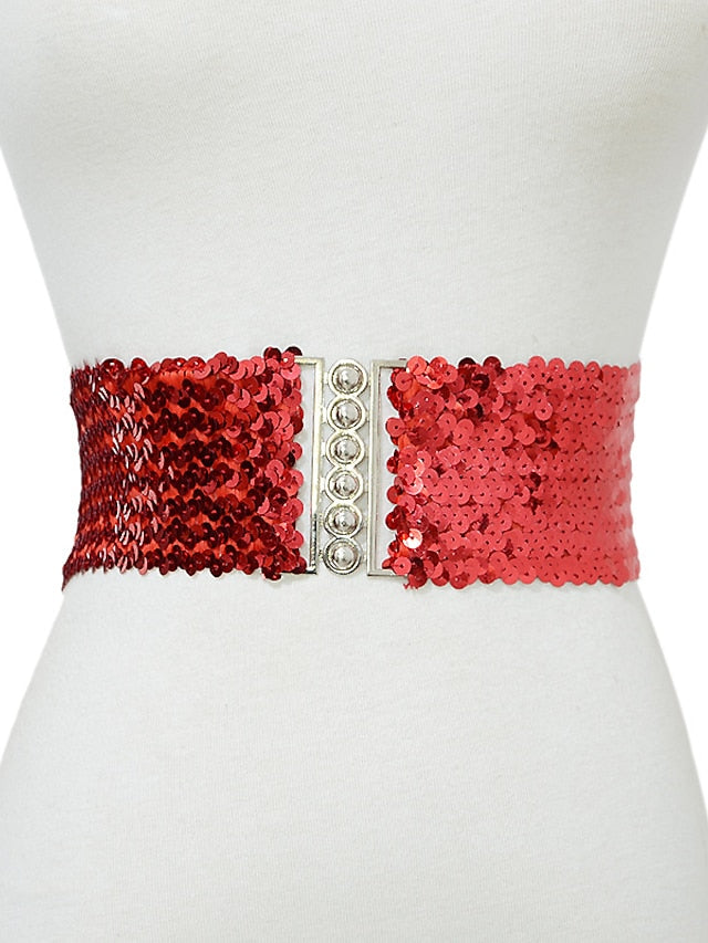 Wide Belt Corset Belt Metal Chain Canvas Metal Bucke Geometric Formal Party Daily Black Silver Gold Red for Women
