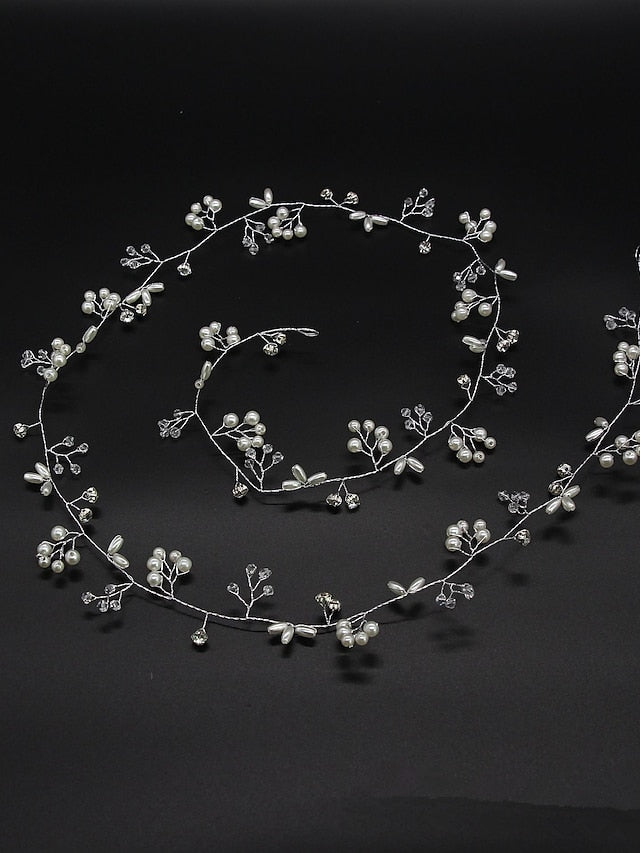 1pc Headbands Hair Ring For Wedding Party Evening Gift Holiday Head Mismatched Imitation Pearl Alloy Golden Silver for Women