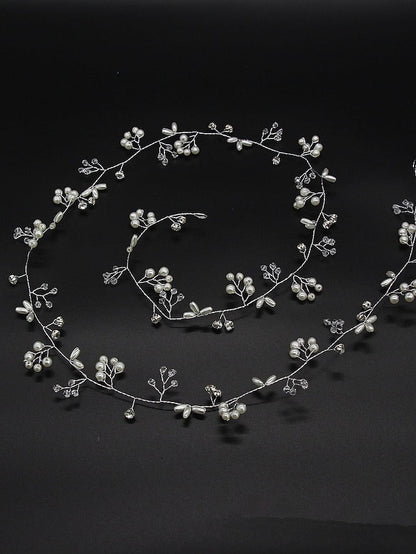 1pc Headbands Hair Ring For Wedding Party Evening Gift Holiday Head Mismatched Imitation Pearl Alloy Golden Silver for Women