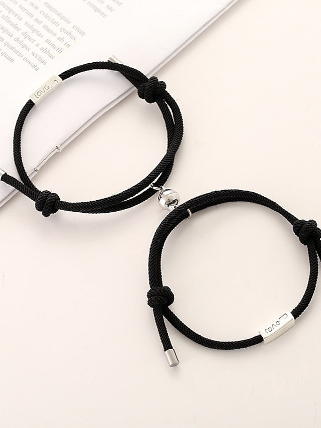 1 Pair Couple's Bracelet Magnetic Adjustable Romantic Series Love Simple Rope Bracelet Jewelry Milan For Gift for Women