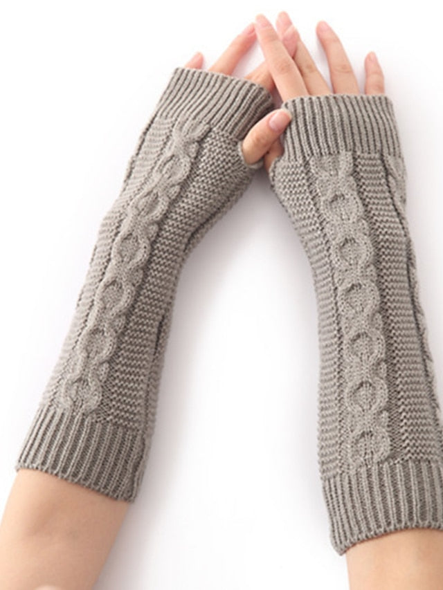 Unisex Fingerless Gloves Date Vacation Casual Daily Solid / Plain Color Knitting Warm Ups Warm 1 Pair for Women