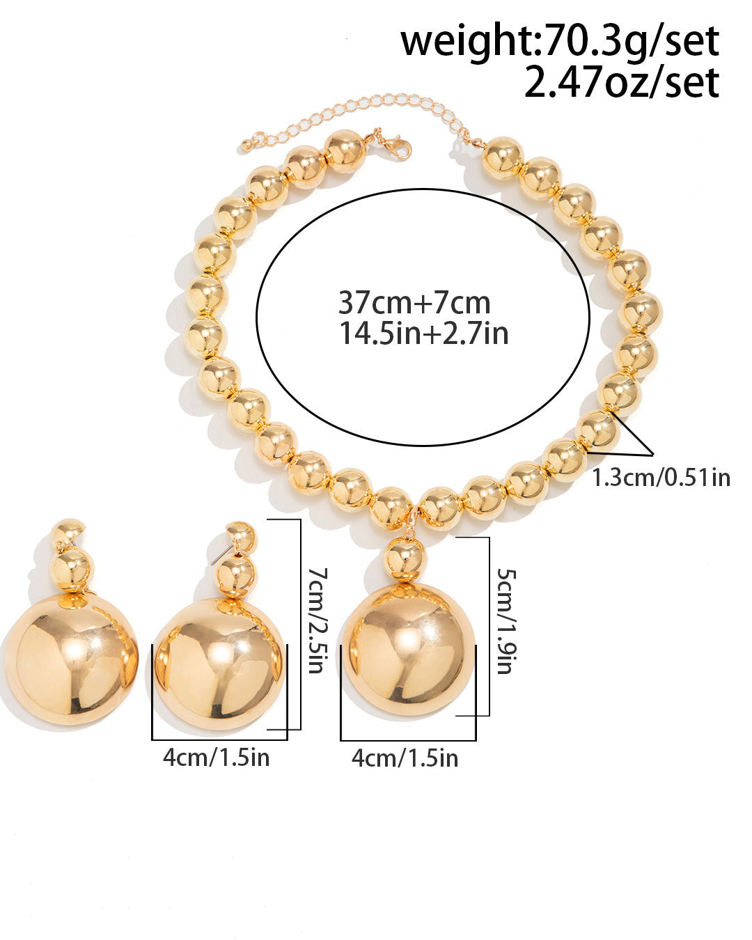 Detachable Metal Half Circle Pendant Jewelry Set