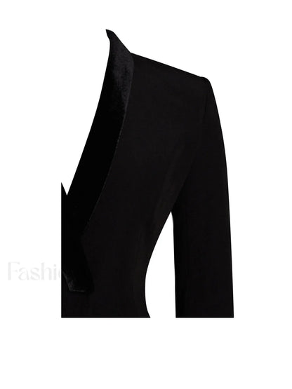 Madeline Black Feather Charming Trim Blazer Dress