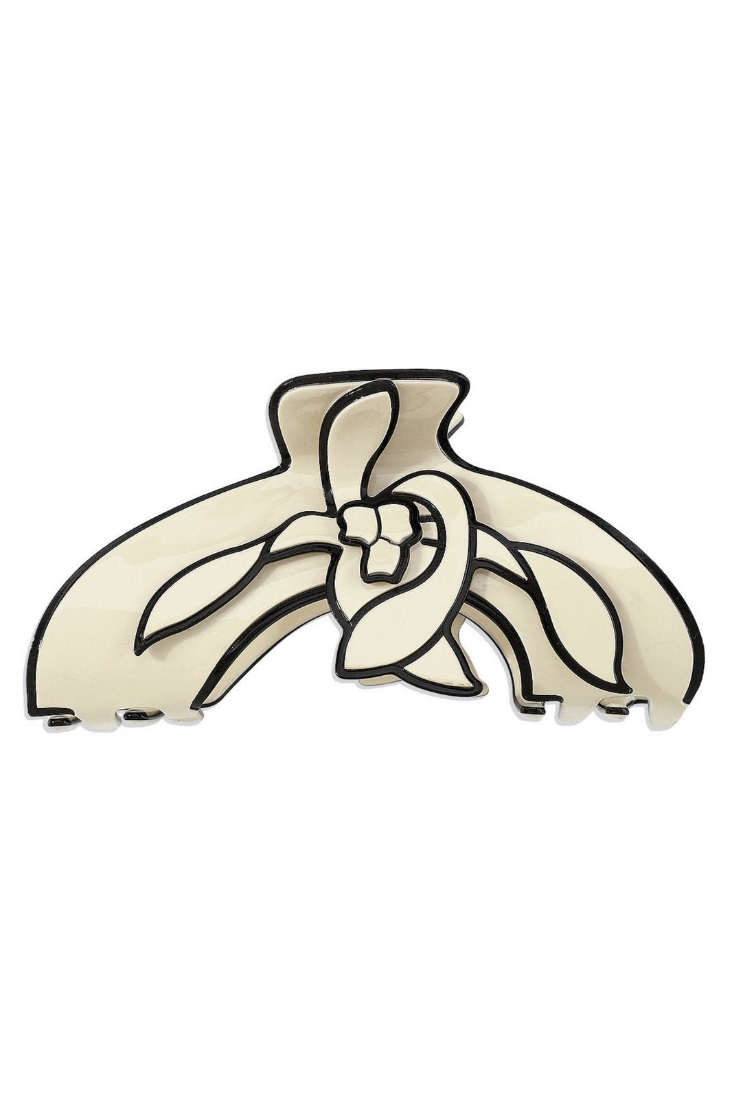 Pinza para el cabello con diseño de línea de contraste de flor de magnolia