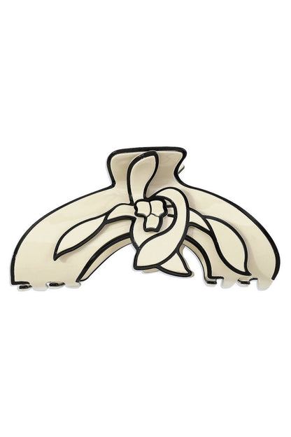 Pinza para el cabello con diseño de línea de contraste de flor de magnolia