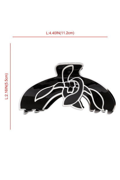 Pinza para el cabello con diseño de línea de contraste de flor de magnolia