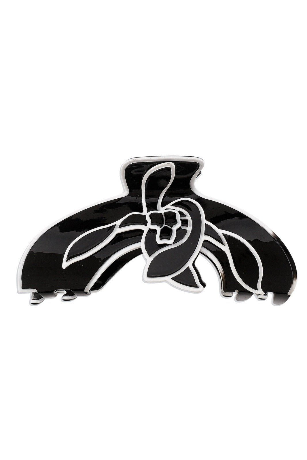 Pinza para el cabello con diseño de línea de contraste de flor de magnolia