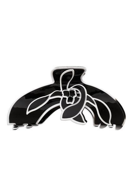 Pinza para el cabello con diseño de línea de contraste de flor de magnolia