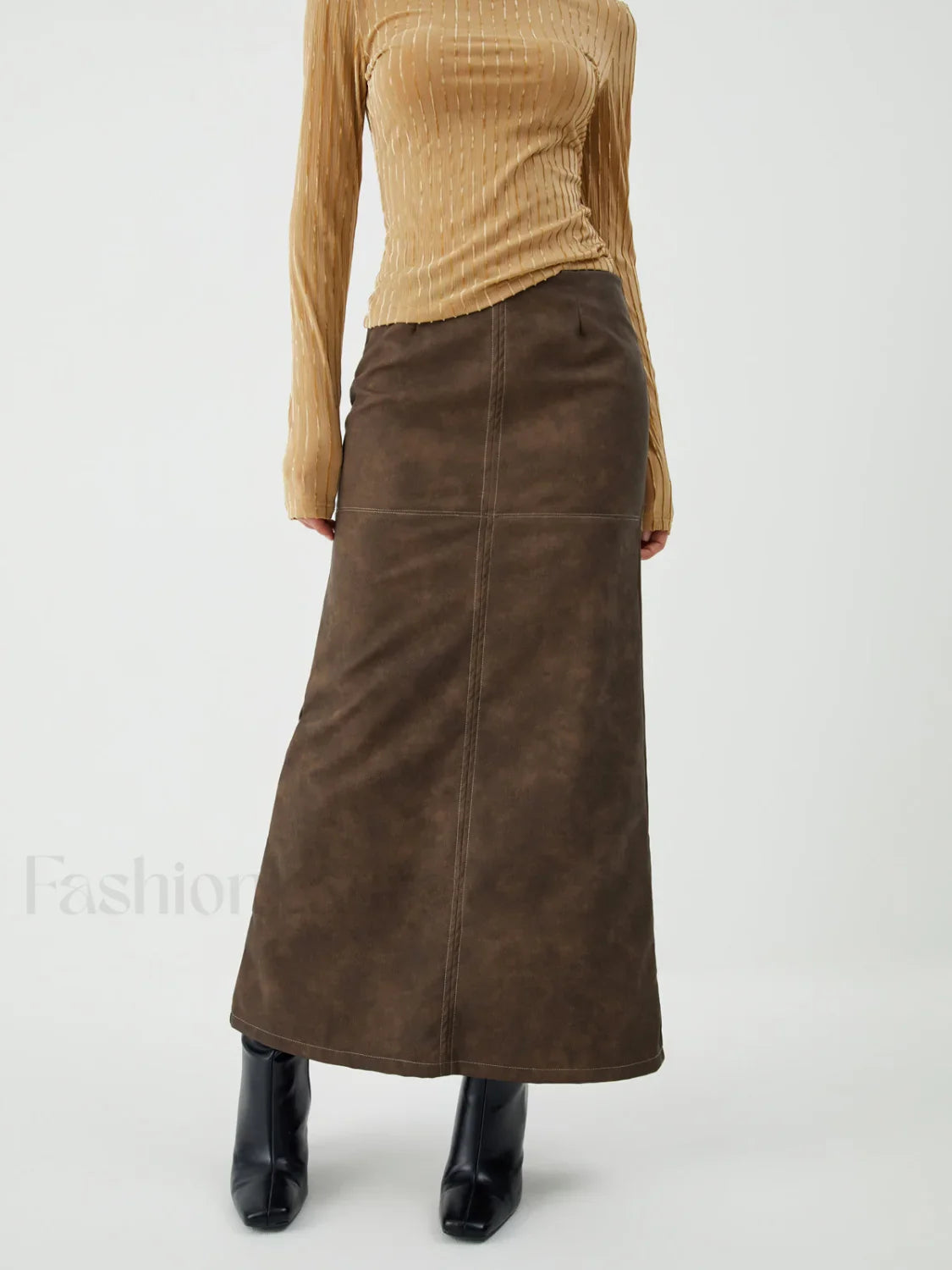 Maillard Washed Graceful Midi Skirt