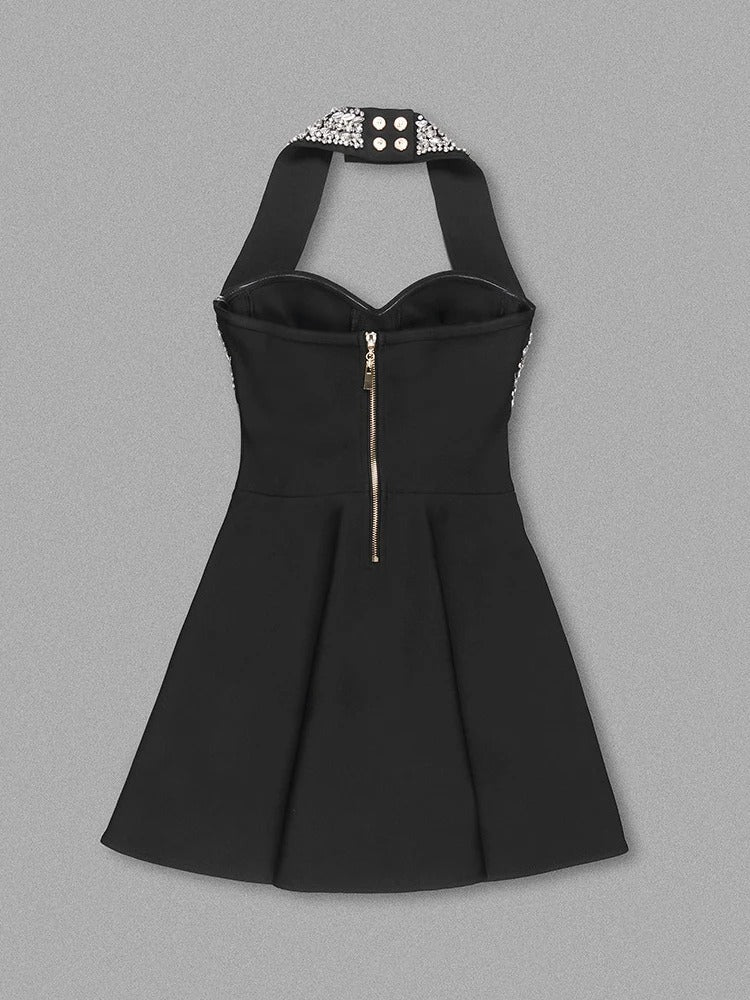 Gabriella Halter Bandage Dress with Rhinestone Detail