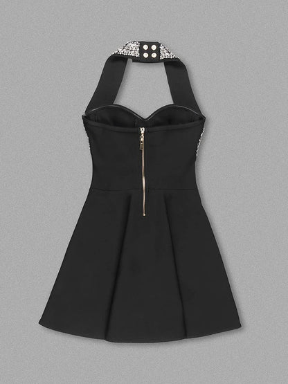Gabriella Halter Bandage Dress with Rhinestone Detail