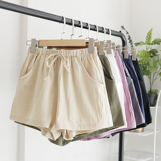 Pantalones cortos deportivos de cintura alta de color liso informales de verano para mujer