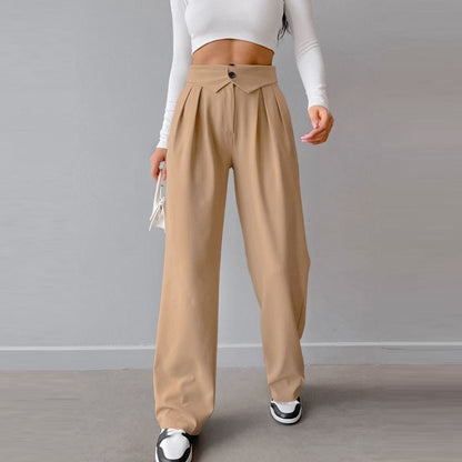 Women Fashion High Waist Straight Casual Pants