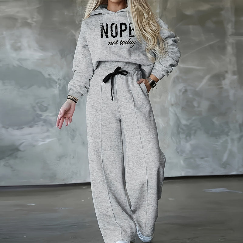 Autumn And Winter Athleisure Women Fashion Casual Letter Hoodie Sports Thickened Pants Two-Piece Set