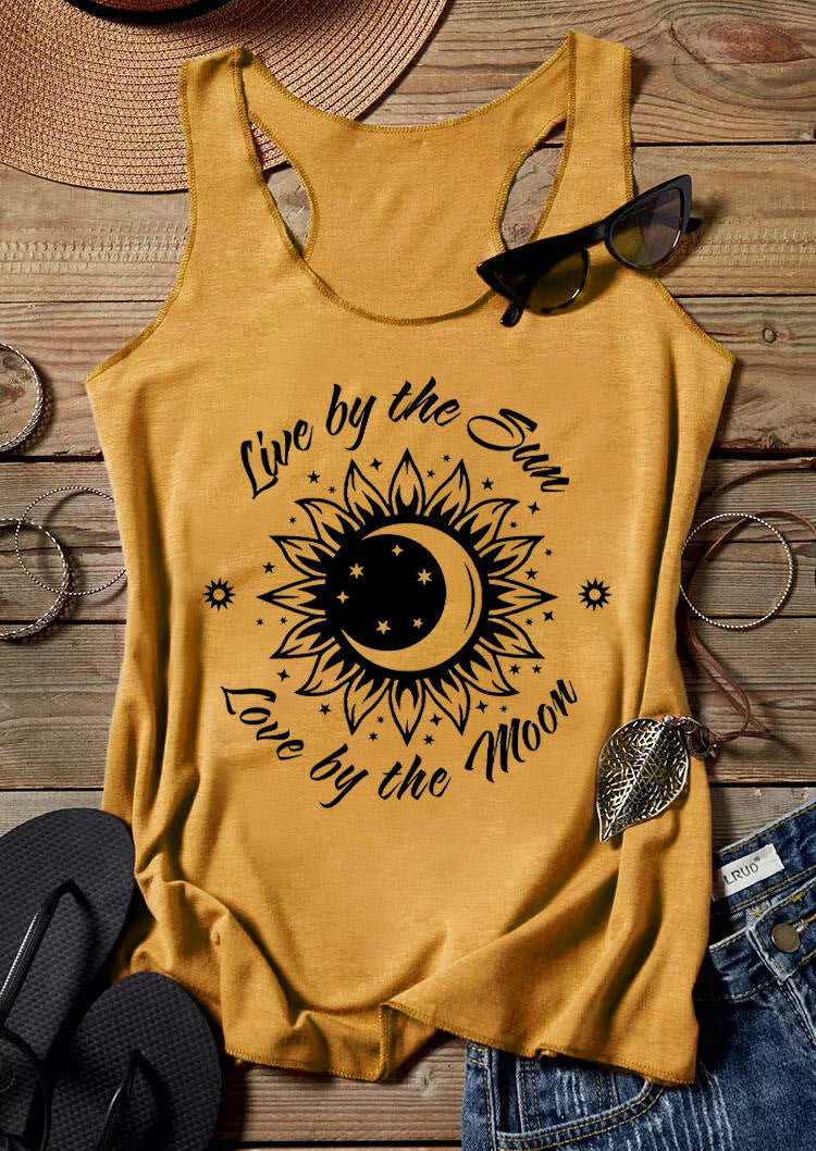 Women Fashion Lived By The Moon Loved By The Sun Moon Printed Casual Tank Top