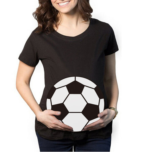 Camiseta de maternidad básica informal con estampado gráfico para mujer, de manga corta y cuello redondo