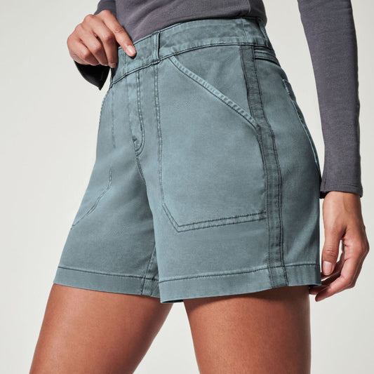 Pantalones cortos elásticos de color liso informales a la moda para mujer