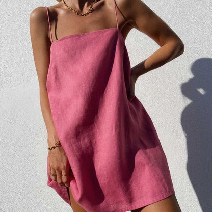 Women Casual Comfortable Cotton And Linen Dress