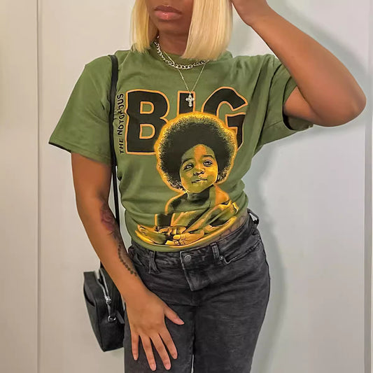 Women Fashion Casual Printed Round-Neck Short-Sleeved T-Shirt