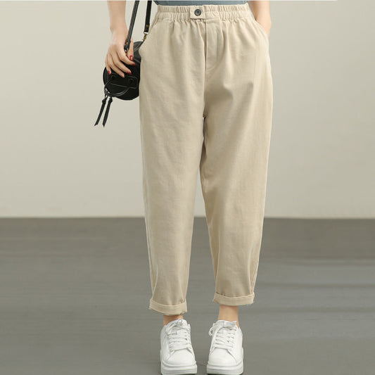 Pantalones cortos tipo harén de color liso informales a la moda para mujer
