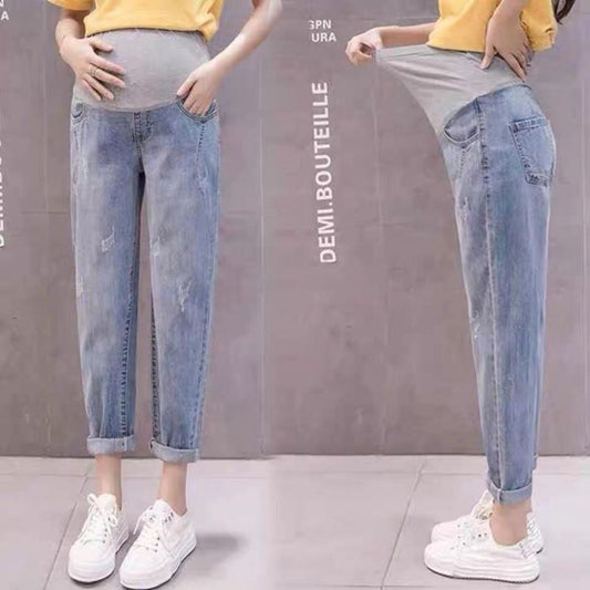 Pregnant Women Fashion Casual High Waist Belly-Supporting Jeans