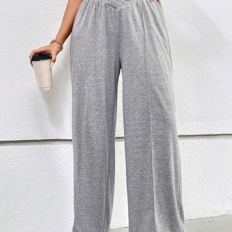 Plus Size Women Autumn Winter Elastic Waist Casual Wide Leg Pants