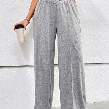 Plus Size Women Autumn Winter Elastic Waist Casual Wide Leg Pants
