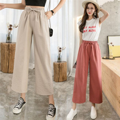 Women'S Fashion Casual Loose High Waist Thin Drape Cropped Pants