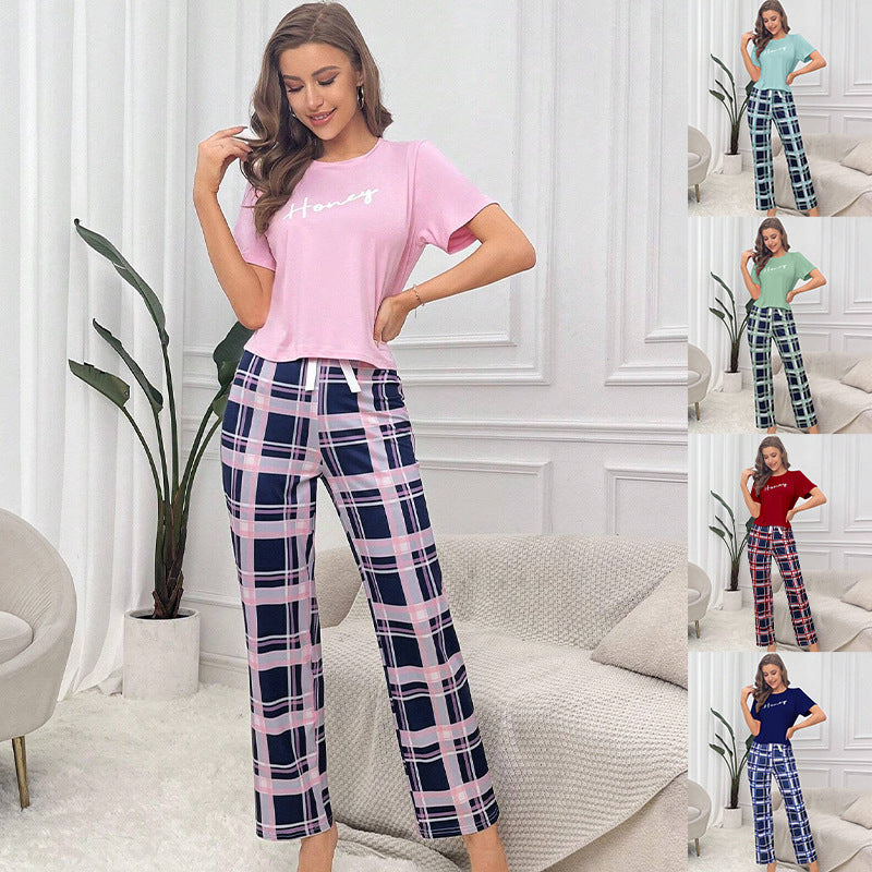 Pijama informal estampado de dos piezas para mujer