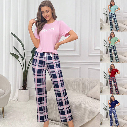 Pijama informal estampado de dos piezas para mujer