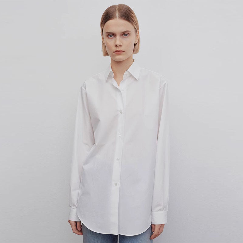 Women Casual Pure Color Cotton Loose Long Sleeve Shirt Blouse Blouses