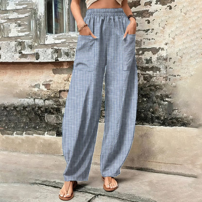 Women Casual Printed Pocket Loose Pants