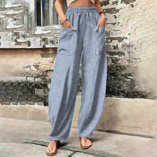 Women Casual Printed Pocket Loose Pants