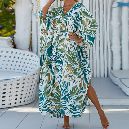 Traje de baño de verano para mujer, informal, estampado, holgado, protector solar
