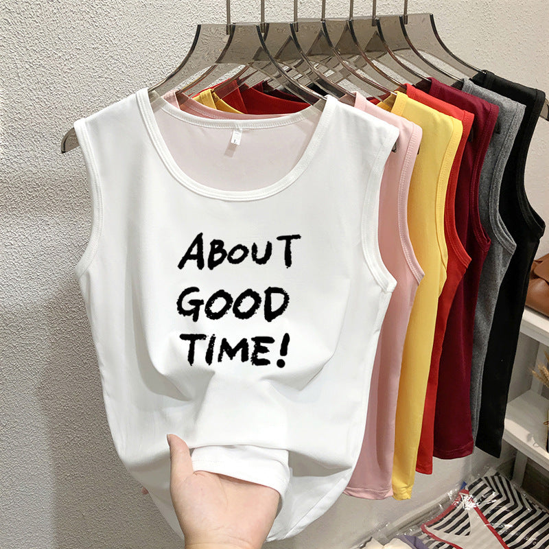 Casual Summer Sleeveless Women Letter Slogan Printed Casual Tank Top