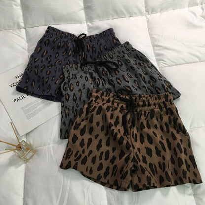 Sports Women Summer Leopard Print Loose Oversized Casual Elastic Waist Short