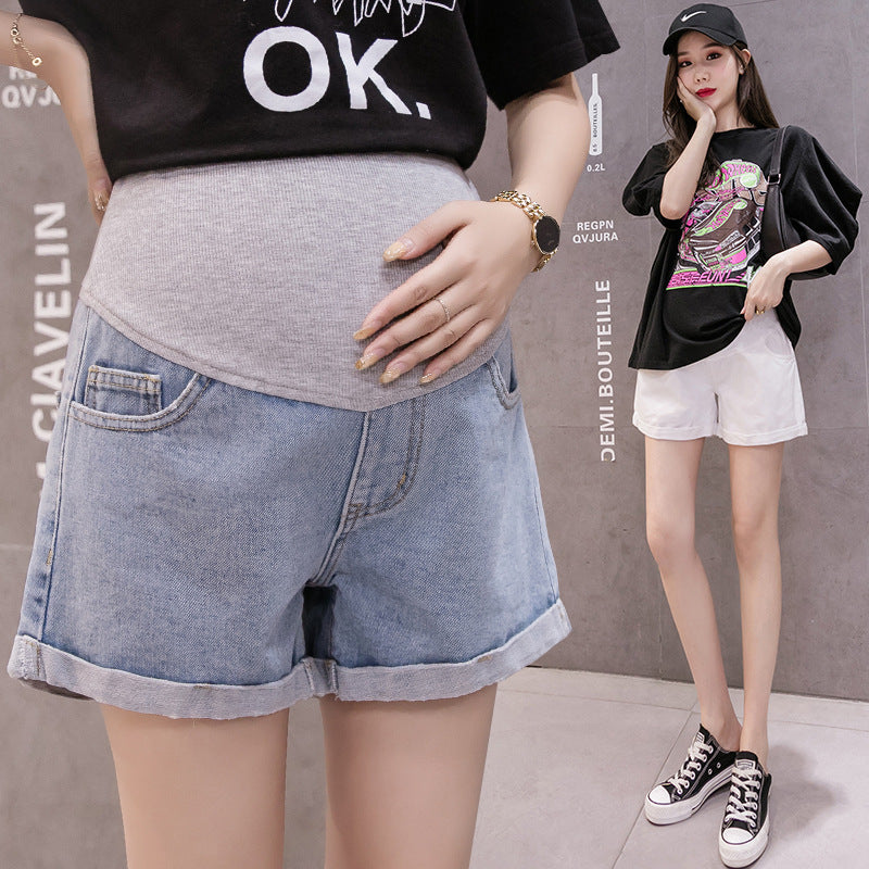 Pregnant Women Fashion Casual Belly Denim Shorts
