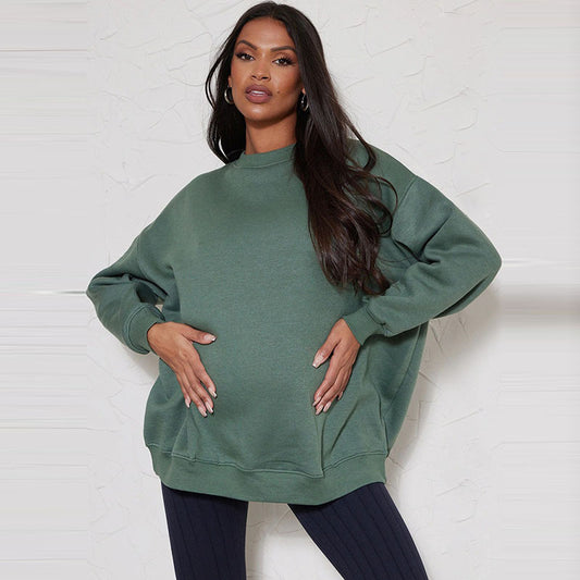 Sudadera de maternidad de manga larga de color liso informal para mujeres embarazadas