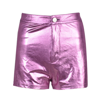 Women'S Fashion Casual PU Leather Shiny Elastic Shorts