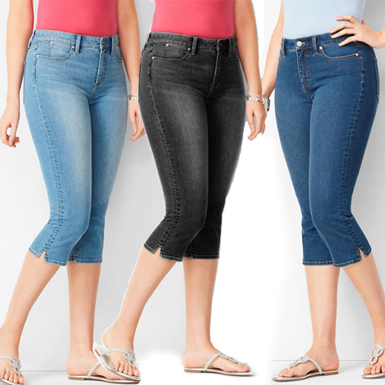 Pantalones vaqueros básicos casuales de verano para mujer, de color sólido, recortados