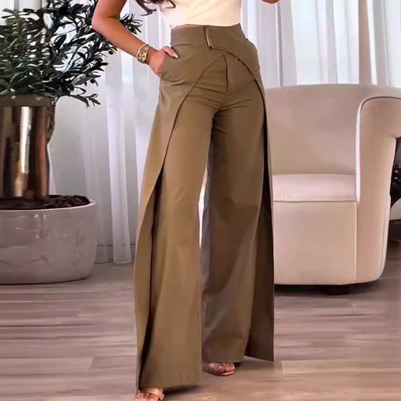 Women Fashion Cross Design Casual Wide Leg Pants