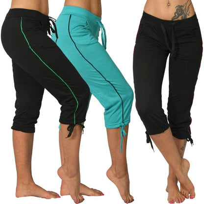 Women Casual Fashion Basic Solid Color Loungewear Sports Cropped Pants