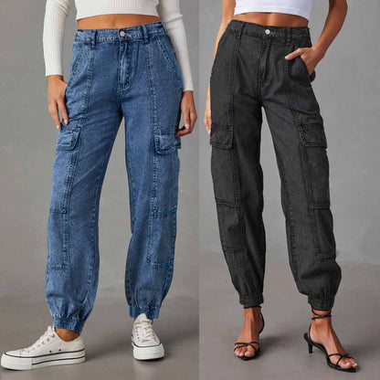 Pantalones vaqueros cargo holgados informales a la moda para mujer