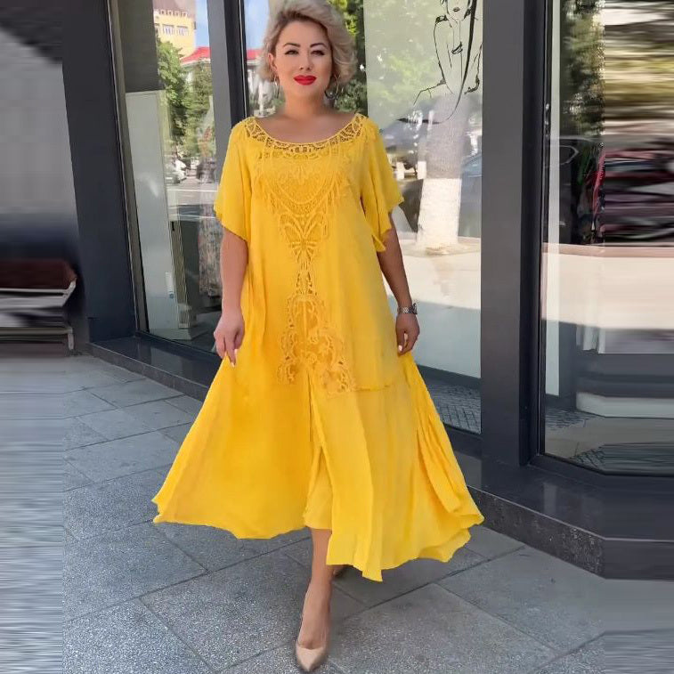 Women Fashion Casual Plus Size Large Swing Dress