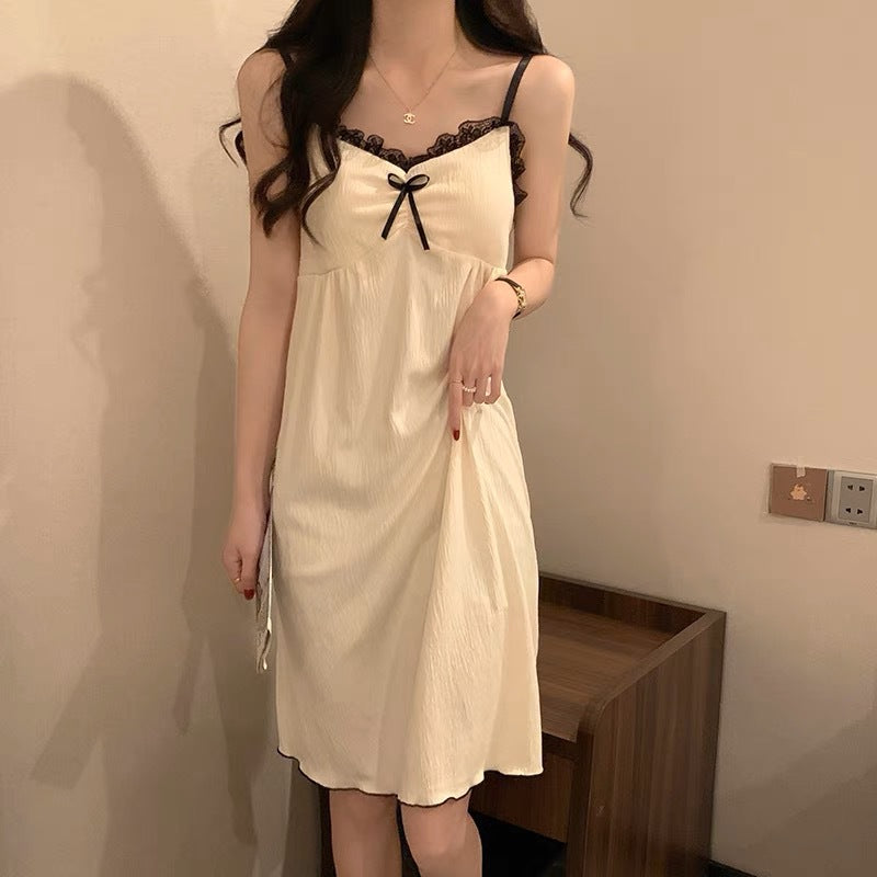 Women Casual Plain Lace Nightdress