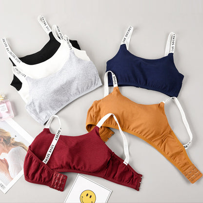 Women Basic Casual Letter Printing Color Blocking Breathable Bra