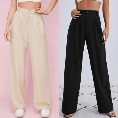 Pantalones de traje rectos de color liso informales a la moda para mujer